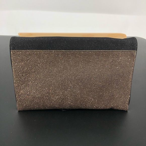 MNG Mango Shimmery Gold Black Envelope Tassel Convertible Clutch - Picture 8 of 14